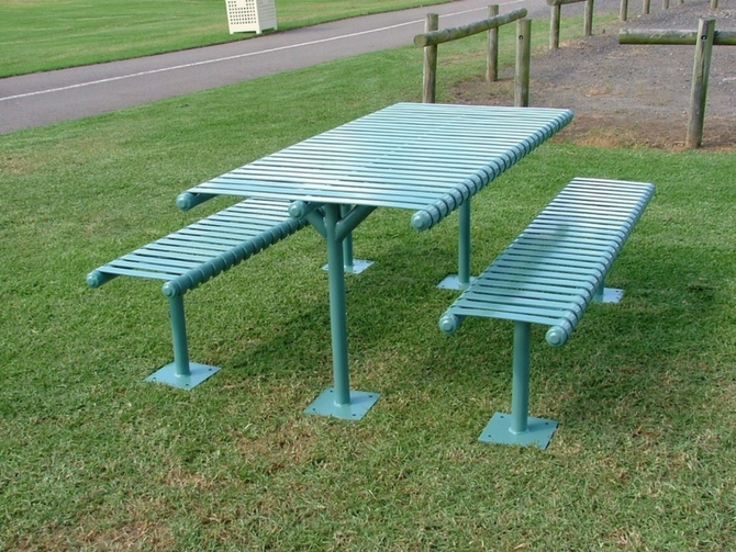 Vespa Steel Bench and Table Setting